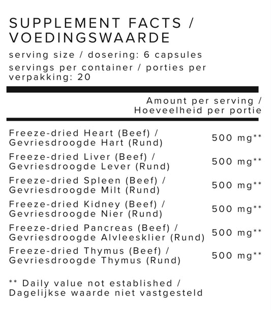 Orgaanmix Supplement, orgaanvlees capsules