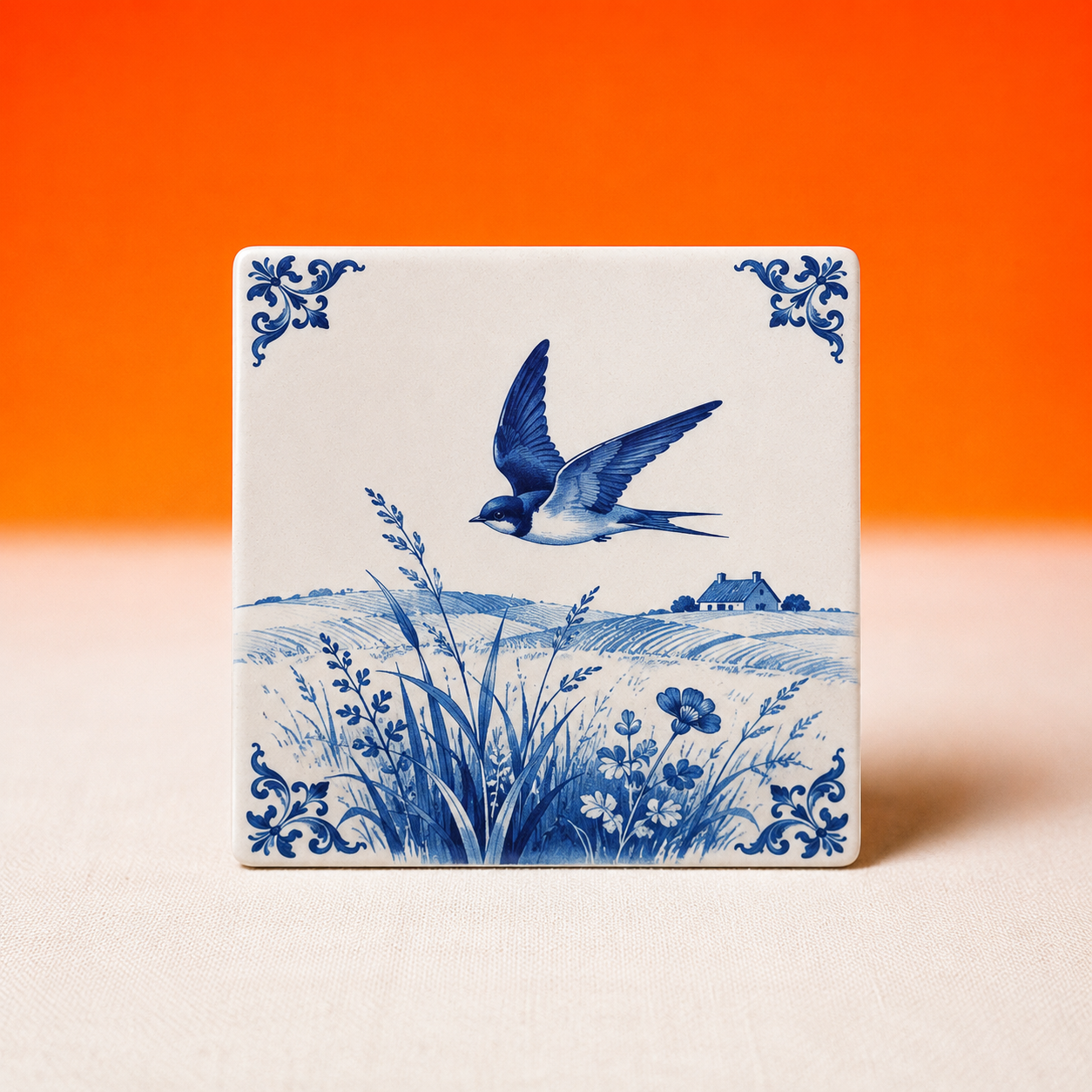 [Gratis cadeau vanaf €50] De Zwaluw | Limited Editie Delfts Blauwe Magneettegel (No. 2)