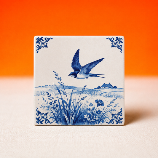 [Gratis cadeau vanaf €50] De Zwaluw | Limited Editie Delfts Blauwe Magneettegel (No. 2)